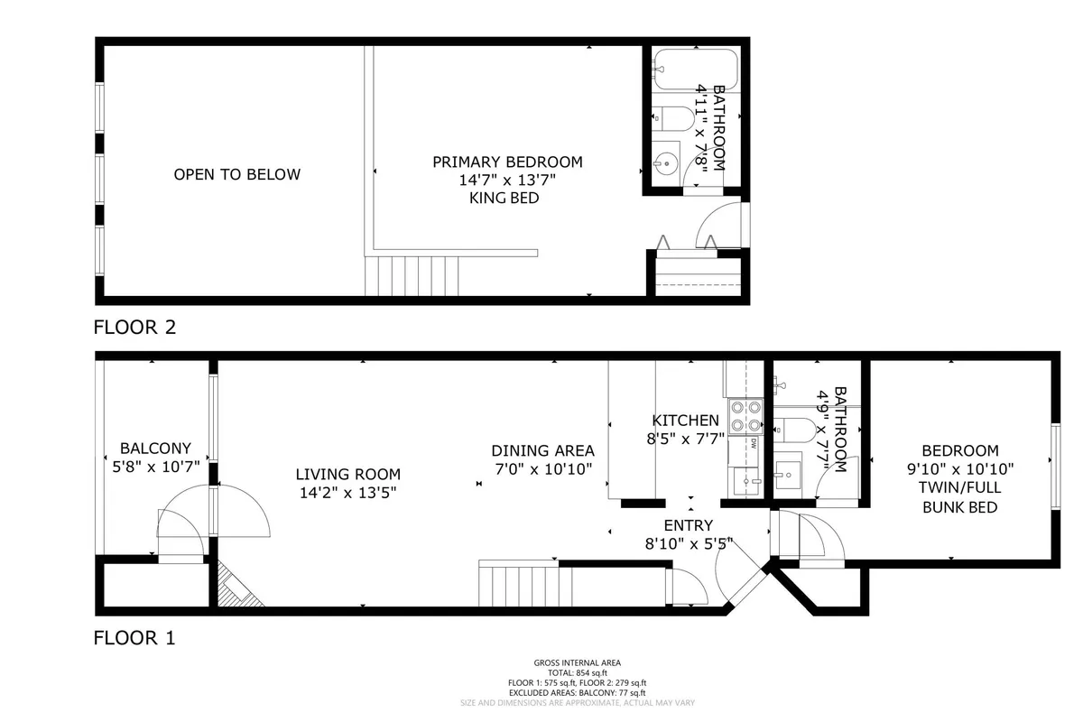 A bright, inviting interior image that includes the living room, kitchen, primary bedroom, and a glimpse of the balcony. The layout hints at the flow from private sanctuary to shared living spaces.